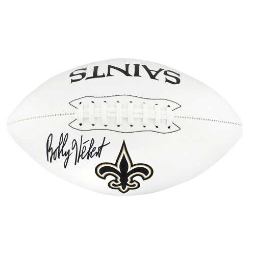 Bobby Hebert Signed New Orleans Saints Franklin White Logo Football