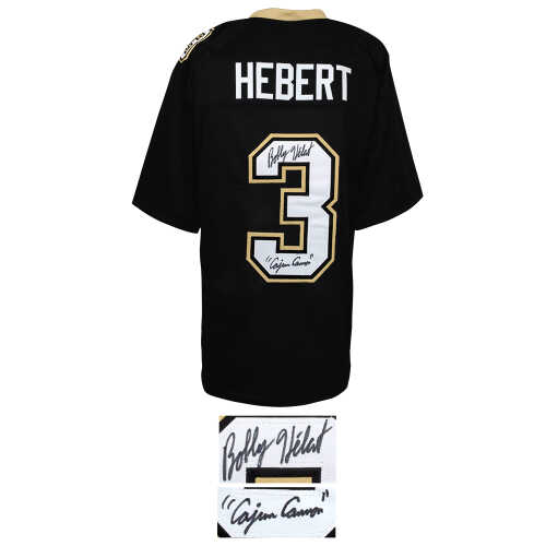 Bobby Hebert Signed Black Custom Football Jersey w/Cajun Cannon - Image 2