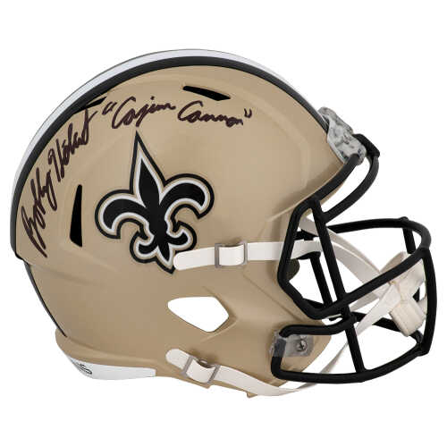 Bobby Hebert Signed New Orleans Saints Riddell Full Size Speed Replica Helmet w/Cajun Cannon