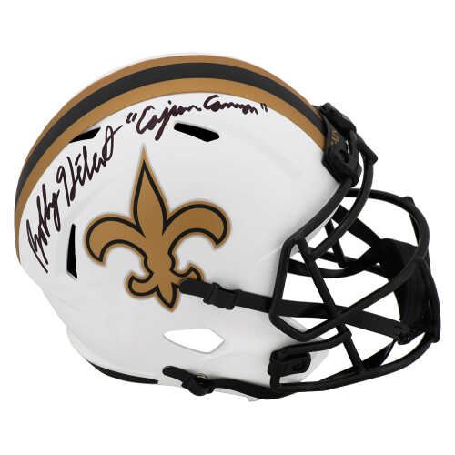 Bobby Hebert Signed New Orleans Saints LUNAR Riddell Full Size Speed Replica Helmet w/Cajun Cannon