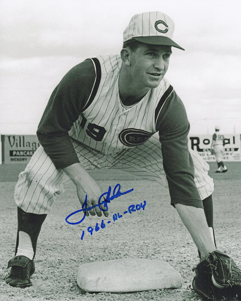 Tommy Helms Signed Cincinnati Reds B&W Pose 8x10 Photo