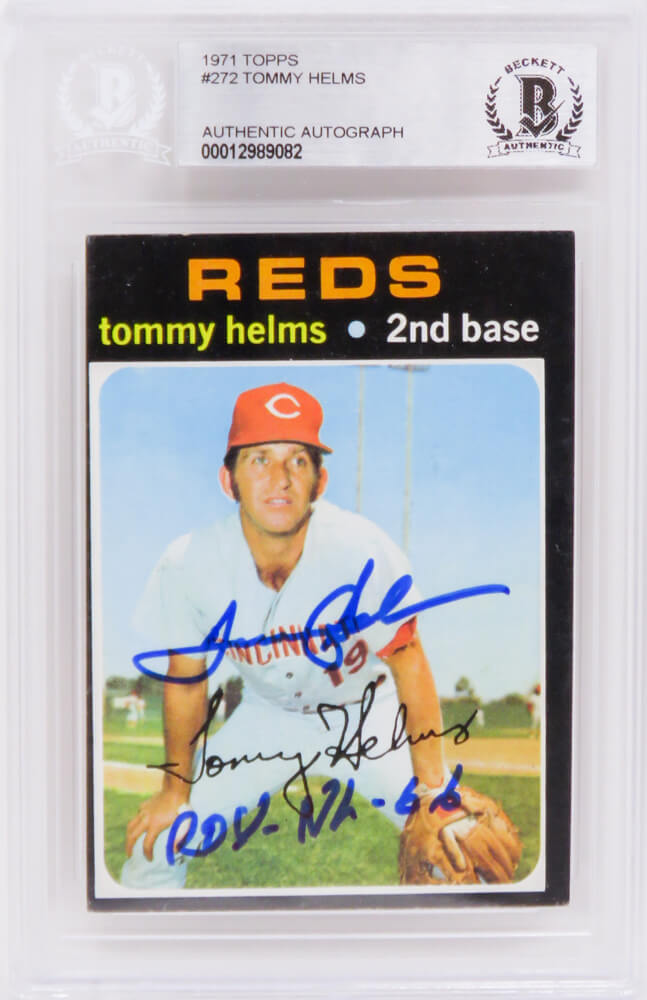 Cincinnati Reds Tommy Helms Signed Authentic Beckett Graded Card