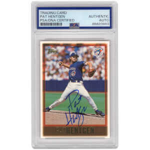 Pat Hentgen Signed Blue Jays Baseball Trading Card (Various) – (PSA Encapsulated)