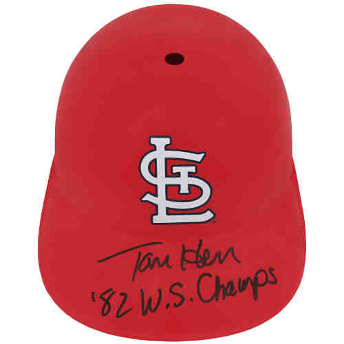 Tommy Herr Signed St Louis Cardinals Replica Souvenir Batting Helmet w/82 WS Champs