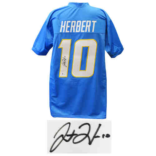 Justin Herbert Signed Blue Custom Football Jersey (Beckett)