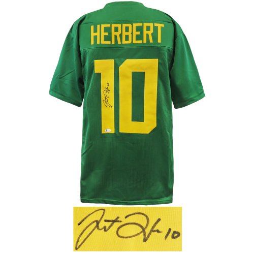 Justin Herbert Signed Green Custom College Football Jersey (Beckett) - Image 2