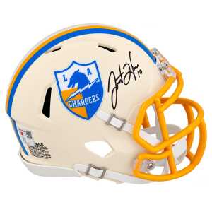 Justin Herbert Signed Los Angeles Chargers RETRO Riddell Speed Mini Helmet - (Fanatics)