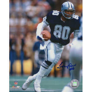 Tony Hill Signed Dallas Cowboys Navy Jersey Action 8x10 Photo