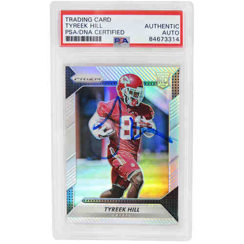 Tyreek Hill Signed Kansas City Chiefs 2016 Panini Prizm Rookie Football Card #296 - (PSA/DNA Encapsulated)
