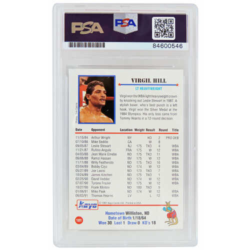 Virgil Hill Signed 1991 Kayo Boxing Trading Card #101 w/HOF'13 - (PSA/DNA Encapsulated) - Image 2