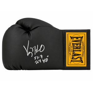 Virgil Hill Signed Everlast Black Full Size Boxing Glove w/51-7, 24 Kos