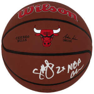 Craig Hodges Signed Chicago Bulls Logo Wilson NBA Basketball w/2x NBA Champs