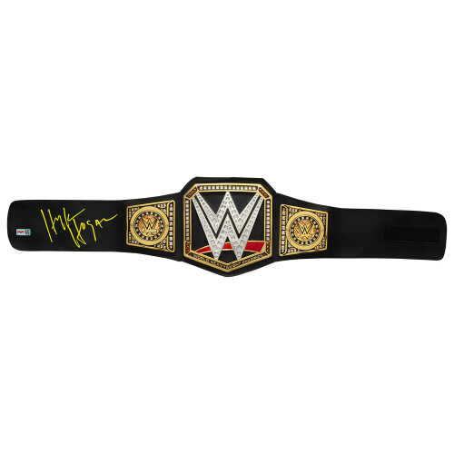 Hulk Hogan Signed WWE World Heavyweight Champion Black Replica Wrestling Belt - (Yellow Ink)