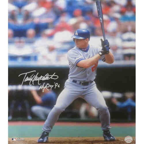 Todd Hollandsworth Signed Los Angeles Dodgers Batting Action 16x20 Photo w/NL ROY 96