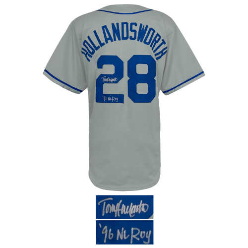 Todd Hollandsworth Signed Grey Custom Baseball Jersey w/96 NL ROY - Image 2