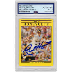 Rick Honeycutt Signed A’s Baseball Trading Card (Various) – (PSA Encapsulated)
