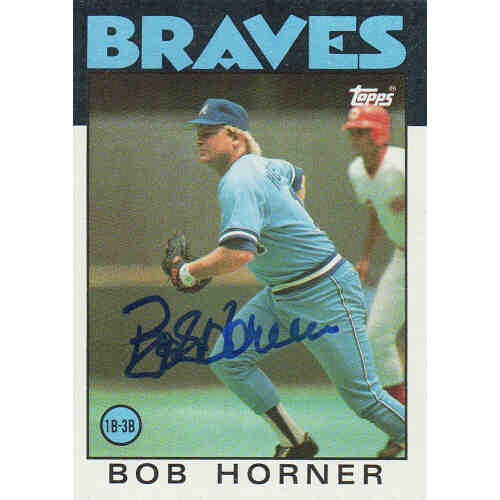 Bob Horner Signed Atlanta Braves 1986 Topps Baseball Trading Card #220