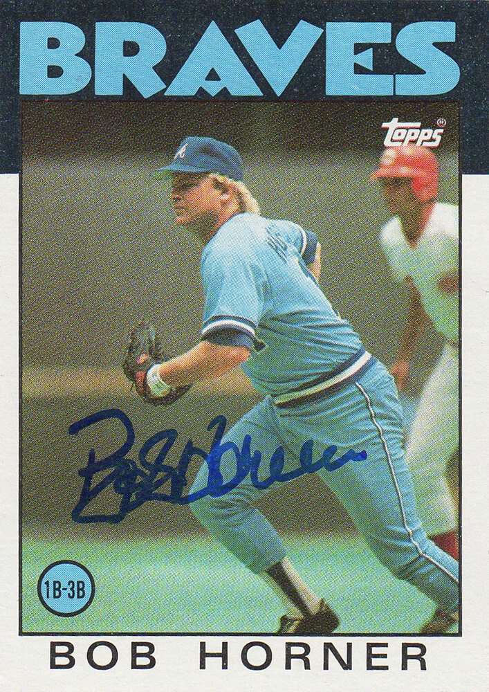 Autographed BOB HORNER Atlanta Braves 1986 Topps Card