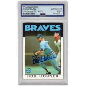 Bob Horner Signed Braves 1986 Topps Baseball Trading Card #220 - (PSA Encapsulated)
