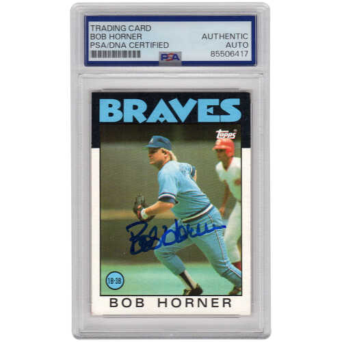 Bob Horner Signed Braves 1986 Topps Baseball Trading Card #220 - (PSA Encapsulated)
