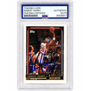 Robert Horry Signed Houston Rockets 1992 Topps GOLD Rookie Basketball Card #308 - (PSA Encapsulated)