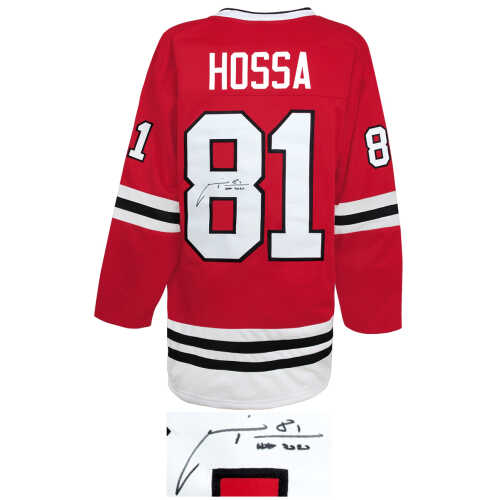 Marian Hossa Signed Red Custom Hockey Jersey w/HOF 2020 - Image 2