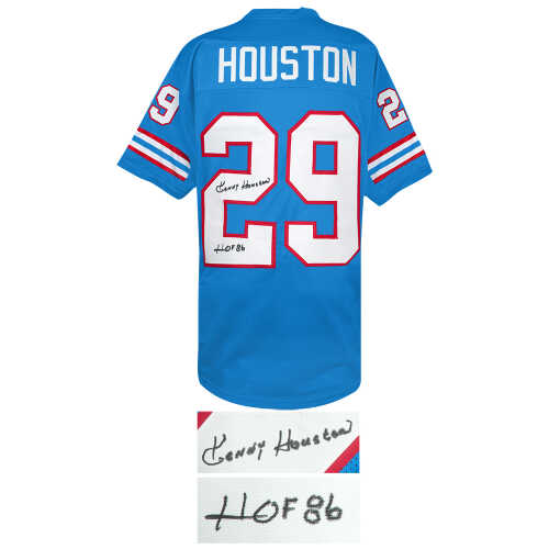 Ken Houston Signed Powder Blue Throwback Custom Football Jersey w/HOF'86 - Image 2