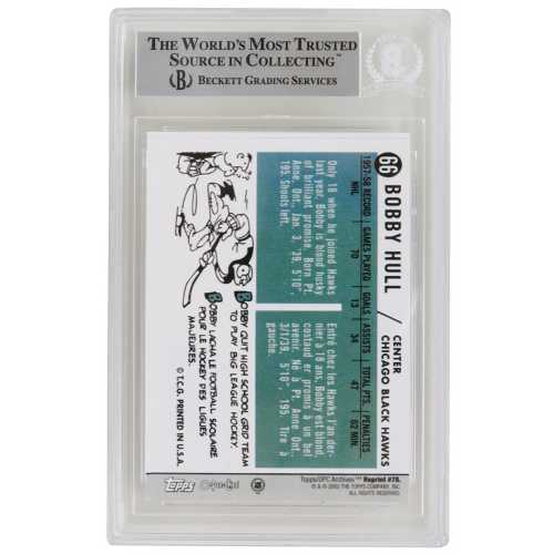 Bobby Hull Signed Chicago Blackawks Rookie Reprint Hockey Trading Card #66  (Beckett Encapsulated) - Image 2