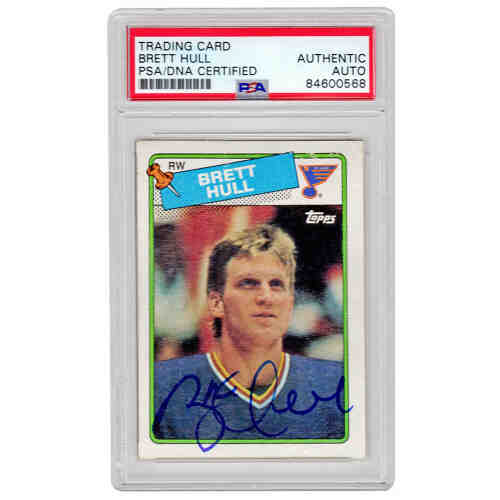 Brett Hull Signed St Louis Blues 1988 Topps Hockey Rookie Trading Card #66 - (PSA/DNA Encapsulated)