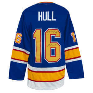 Brett Hull Signed Blue Custom Hockey Jersey w/HOF 2009