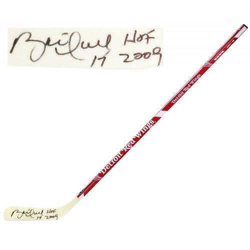 Brett Hull Signed Detroit Red Wings Logo 48 Inch Full Size Hockey Stick w/HOF 2009