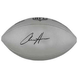 Aidan Hutchinson Signed Wilson Duke Silver Metallic NFL Full Size Replica Football