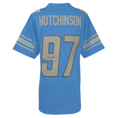 Aidan Hutchinson Signed Blue Custom Football Jersey