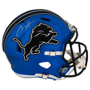 Aidan Hutchinson Signed Detroit Lions 2024 Alternate Blue Riddell Full Size Speed Replica Helmet