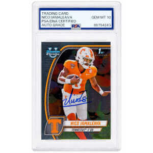 Nico Iamaleava Signed 2024 Bowman Chrome (1st Bowman) Football Trading Card #139 - (PSA Encapsulated - Auto Grade 10)