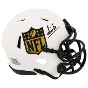 Nico Iamaleava Signed NFL Shield Logo LUNAR Riddell Speed Mini Helmet