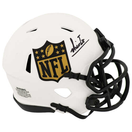 Nico Iamaleava Signed NFL Shield Logo LUNAR Riddell Speed Mini Helmet