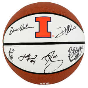 2005 Illinois Fighting Illini Team Signed Illinois Logo Brands Basketball w/6-Signatures