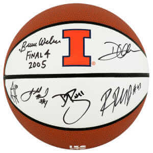 2005 Illinois Fighting Illini Team Signed Illinois Logo Brands Basketball w/6-Sigs & 2005 Final 4