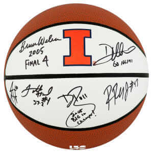 2005 Illinois Fighting Illini Team Signed Illinois Logo Brands Basketball w/6-Sigs, 4-Inscriptions
