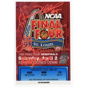 2005 Illinois Fighting Illini Team Signed 2005 NCAA Men's Basketball Tournament Final Four Semi Finals Game Ticket w/6 Signatures