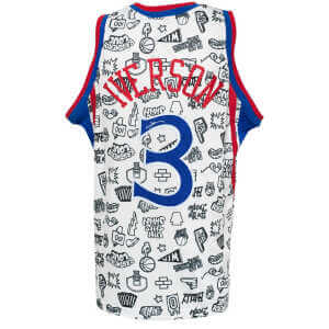 Allen Iverson Signed Philadelphia 76ers White Doodle M&N Swingman Basketball Jersey