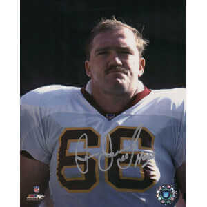 Joe Jacoby Signed Washington Football Team White Jersey Close Up 8x10 Photo w/Hogs