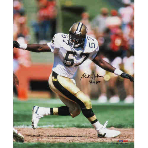 Rickey Jackson Signed New Orleans Saints Action 16x20 Photo w/HOF 2010