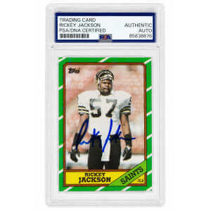 Rickey Jackson Signed Saints 1986 Topps Football Trading Card #346 - (PSA/DNA Encapsulated)