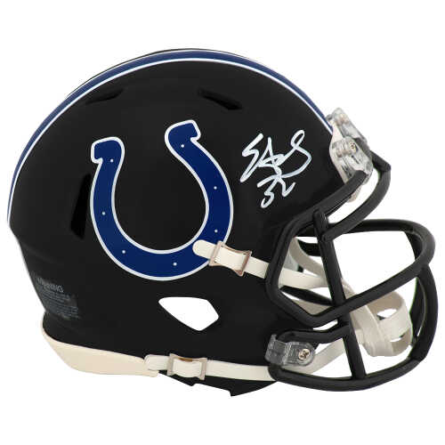 Edgerrin James Signed Indianapolis Colts 2023 Black Alternate Riddell Speed Mini Helmet