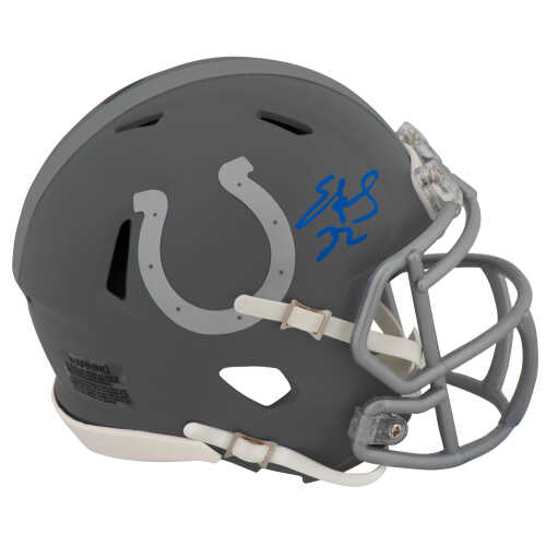 Edgerrin James Signed Indianapolis Colts SLATE Riddell Speed Mini Helmet