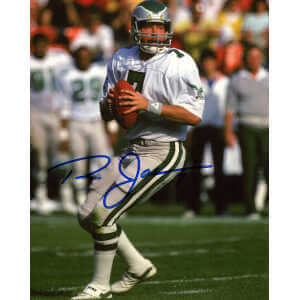 Ron Jaworski Signed Eagles White Jersey Dropback Action 8x10 Photo