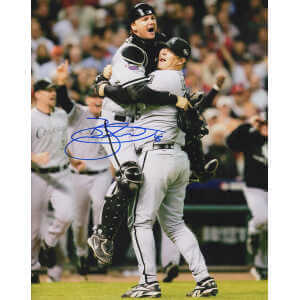 Bobby Jenks Signed White Sox 2005 World Series Celebration With AJ Pierzynski 8x10 Photo