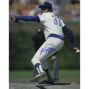 Fergie Jenkins Signed Cubs White Pinstripe Pitching 8&times;10 Photo w/HOF&rsquo;91